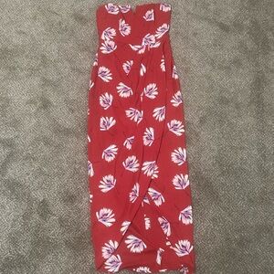 New Express Palm Tiki Strapless Wrap Maxi Dress